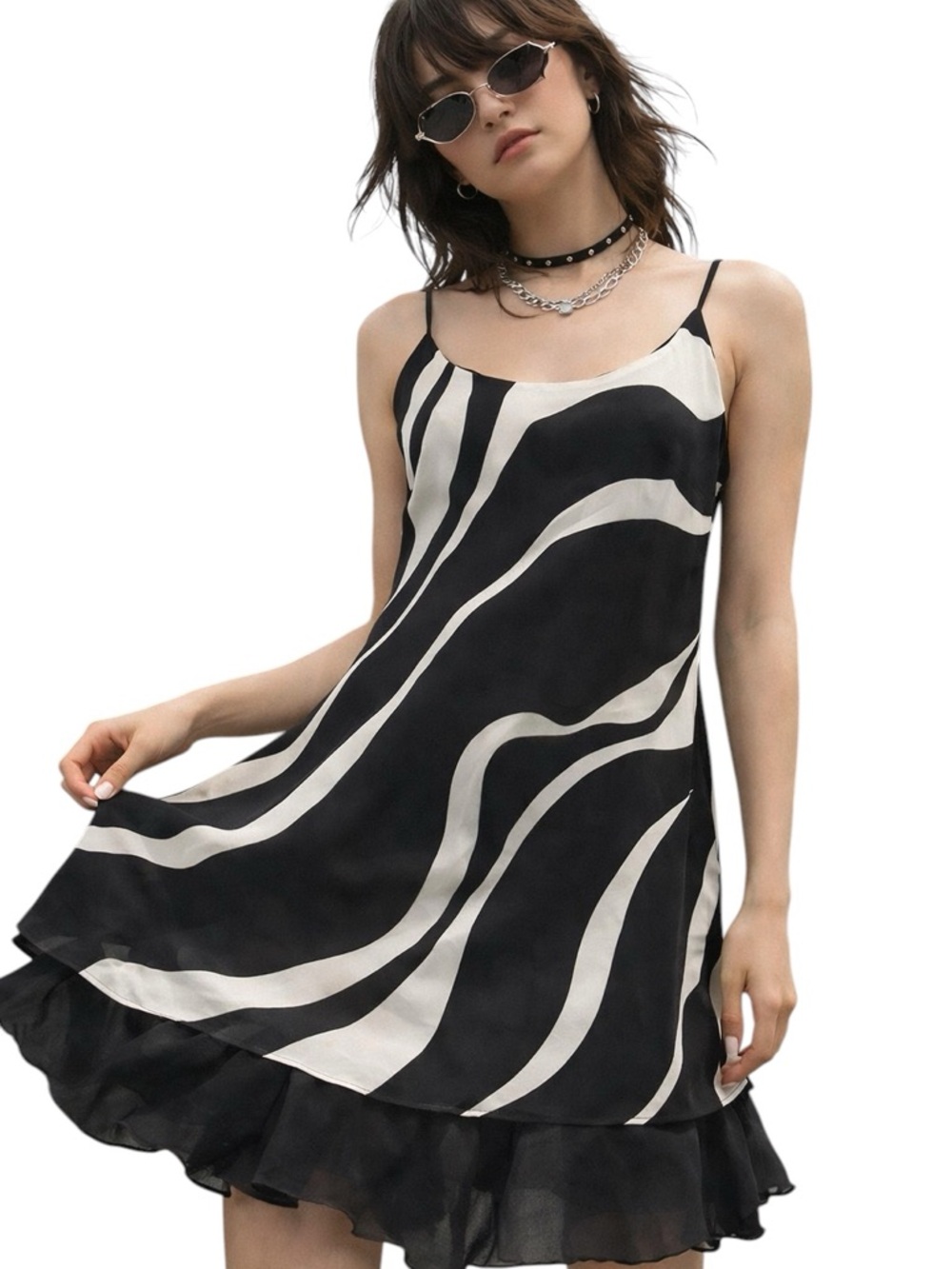Top Star USA Black & White Zebra Print Flowy Slip Dress
XL Made in USA